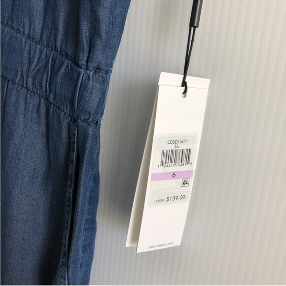 🆕 Calvin Klein Blue Denim Jumpsuit size 6 NWT - Picture 5 of 11